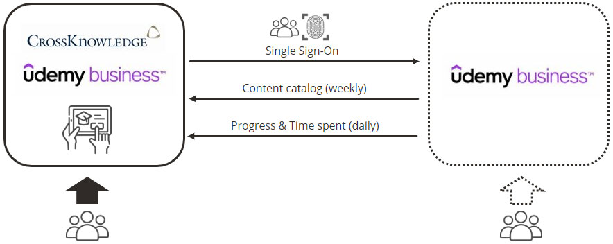 Infographie connecteurs de contenu Udemy business