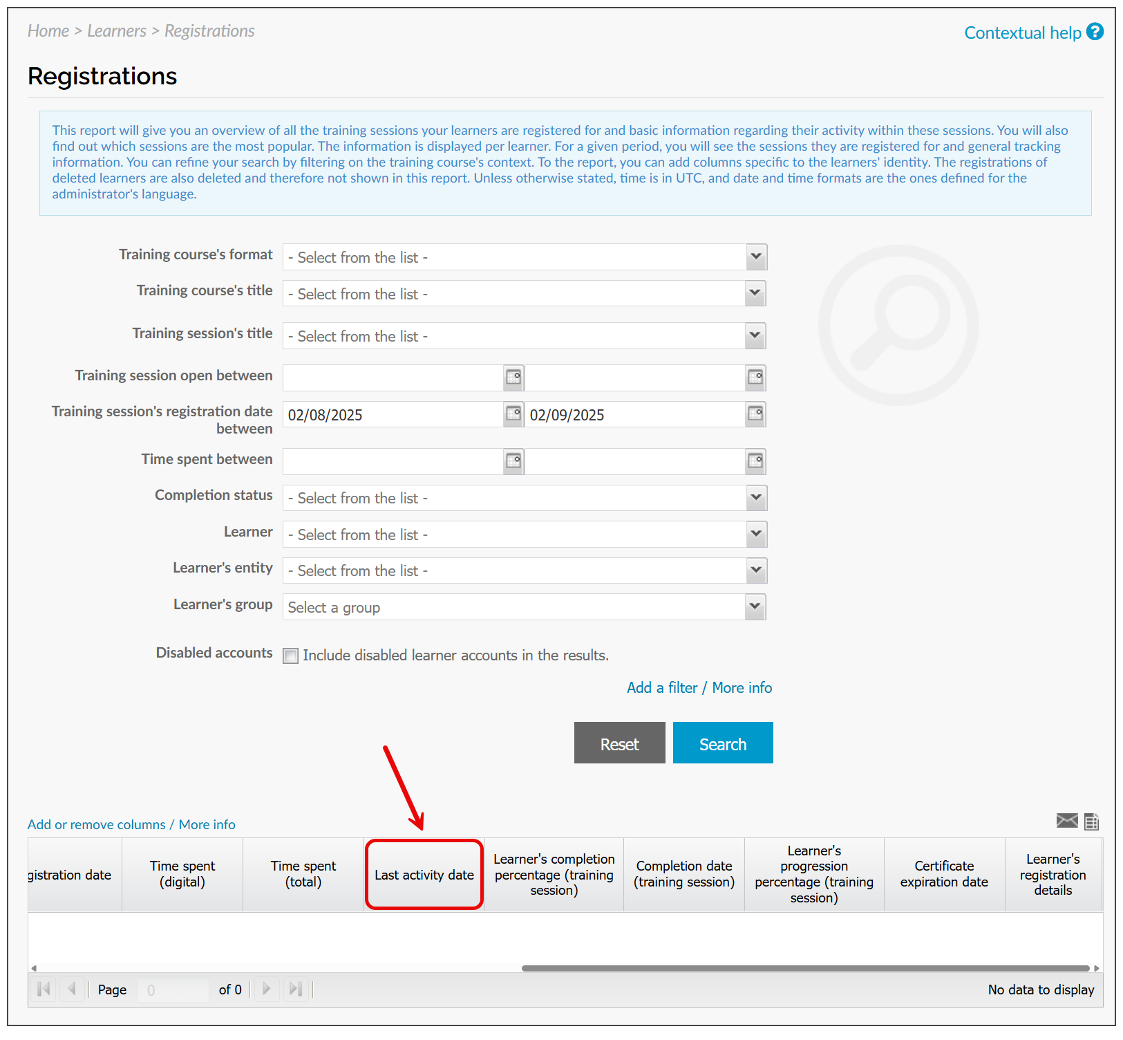 Update to the Registrations report
