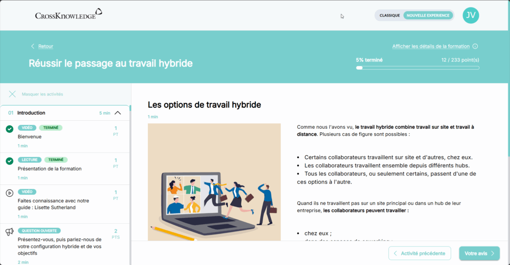 Nouvelle expérience Blendedˣ avec une interface plus simple, une navigation améliorée, un design responsive et des contrôles vidéo enrichis.