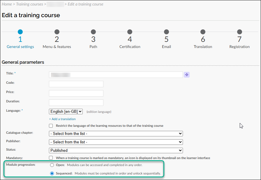 Option de Séquençage des modules 