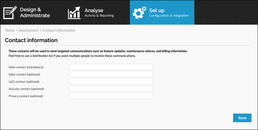 Nouvelle page d’informations de contact
