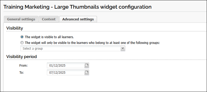 new setting "visibility period" in the widget configuration screen