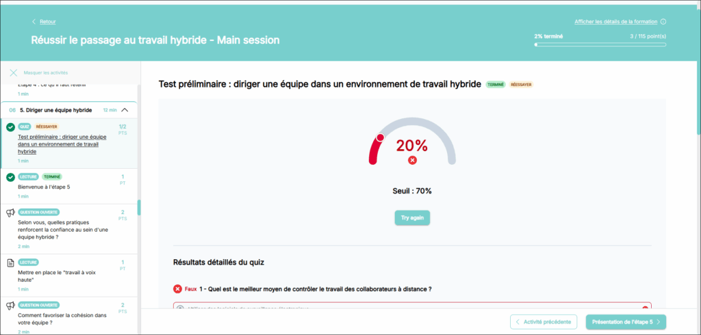 Capabl Build - nouvelle expérience - activité Quiz